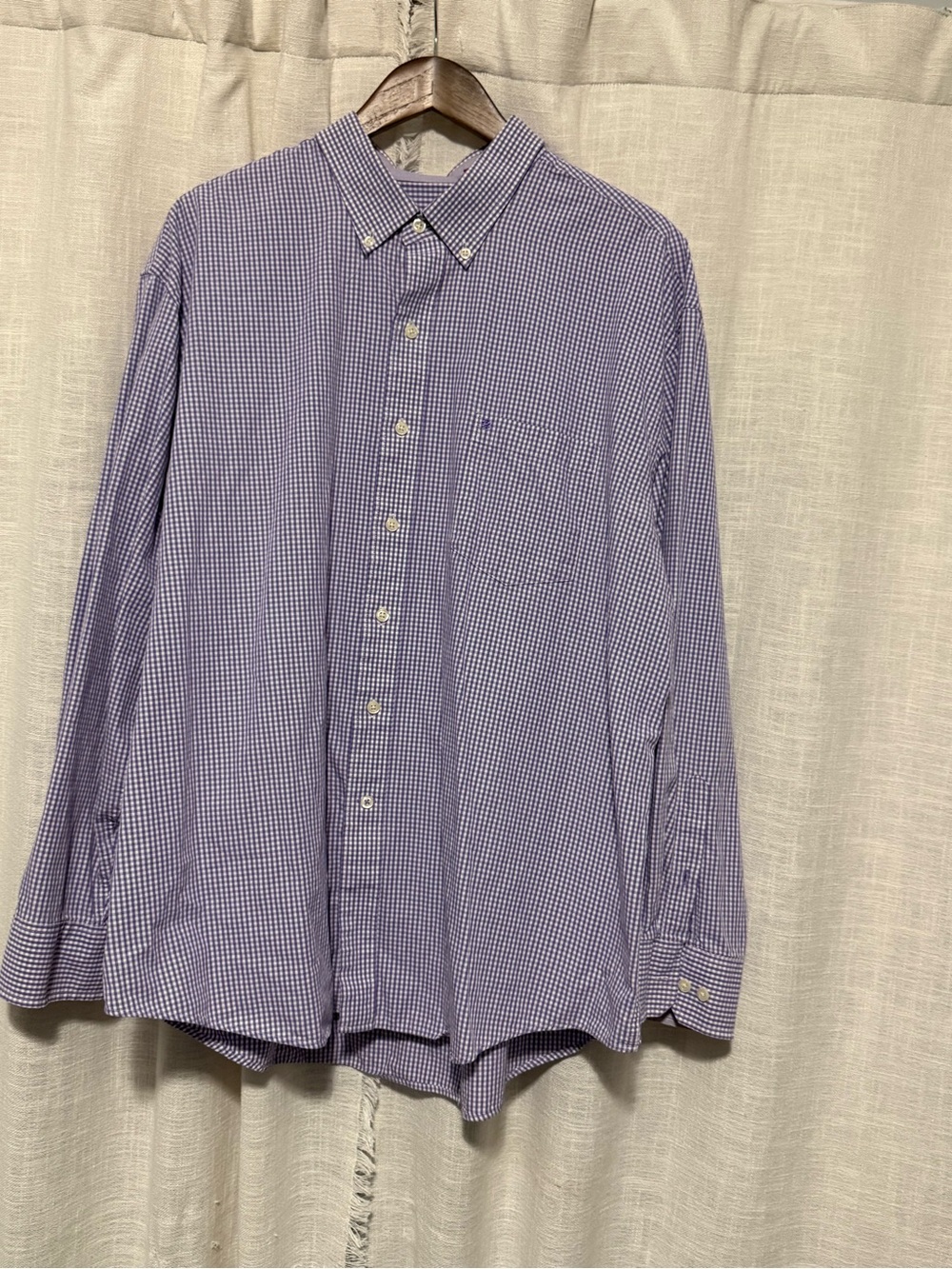 Izod Men’s Purple Gingham Button-Down Shirt